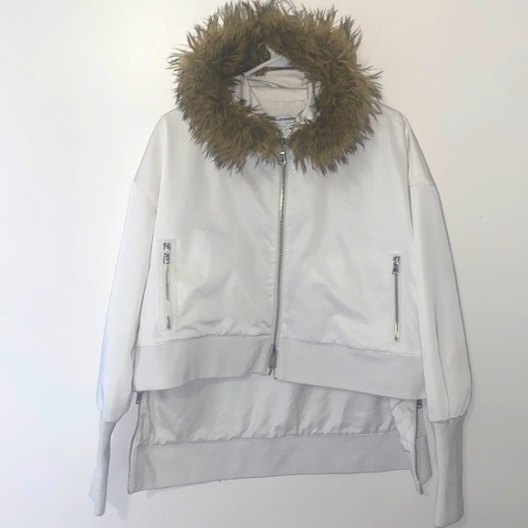 KF/KaufmanFranco Collective White Cropped Faux Fur Hood Jacket - Picture 3 of 11